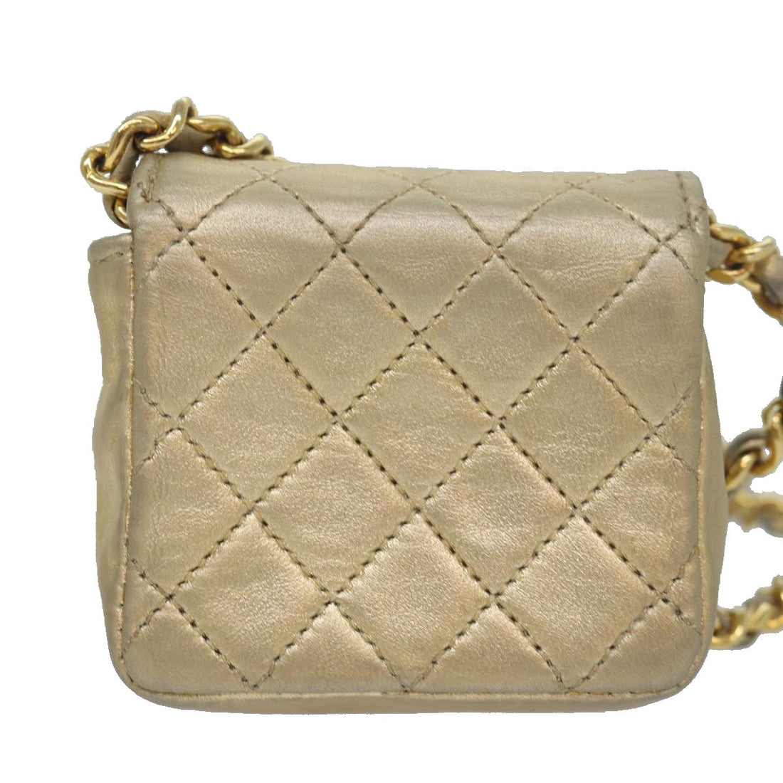 Top Quality Chanel Mini Matelasse Chain Shoulder Bag Lamb Skin Gold Tone CC Auth 84205A