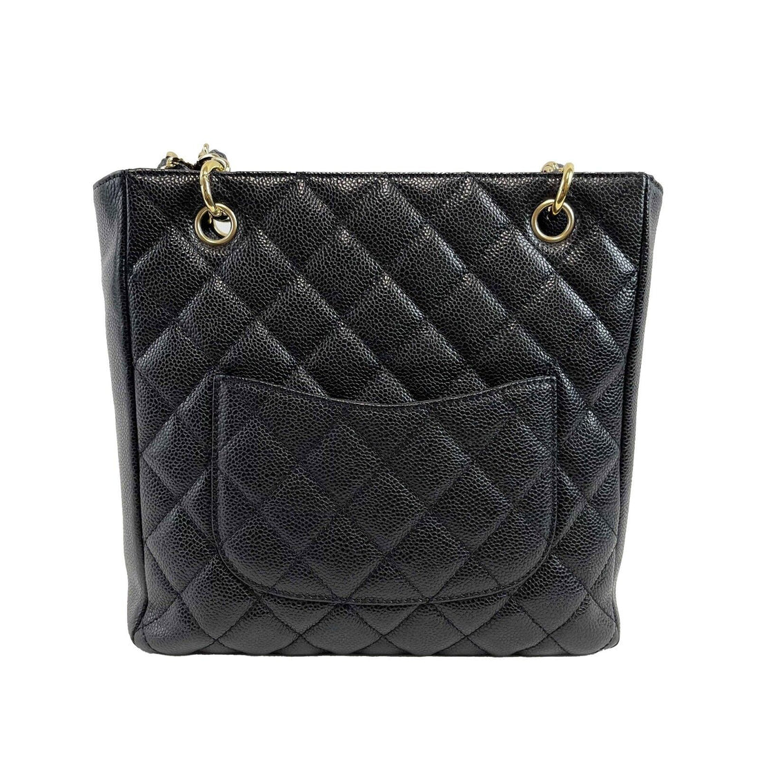Top Quality Chanel New Petite Shopping Tote Caviar PST 2016 Black Handbag