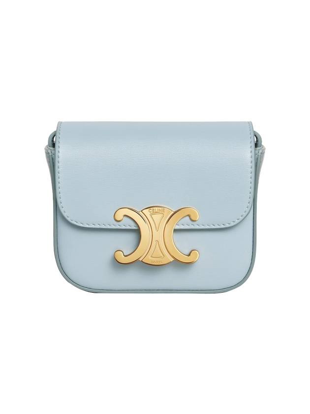CELINE Triomphe Small Shiny Calfskin Cross Bag Blue