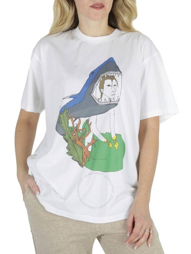 Burberry Burberry White Marine Sketch Print Oversized T-Shirt, Size XX-Small