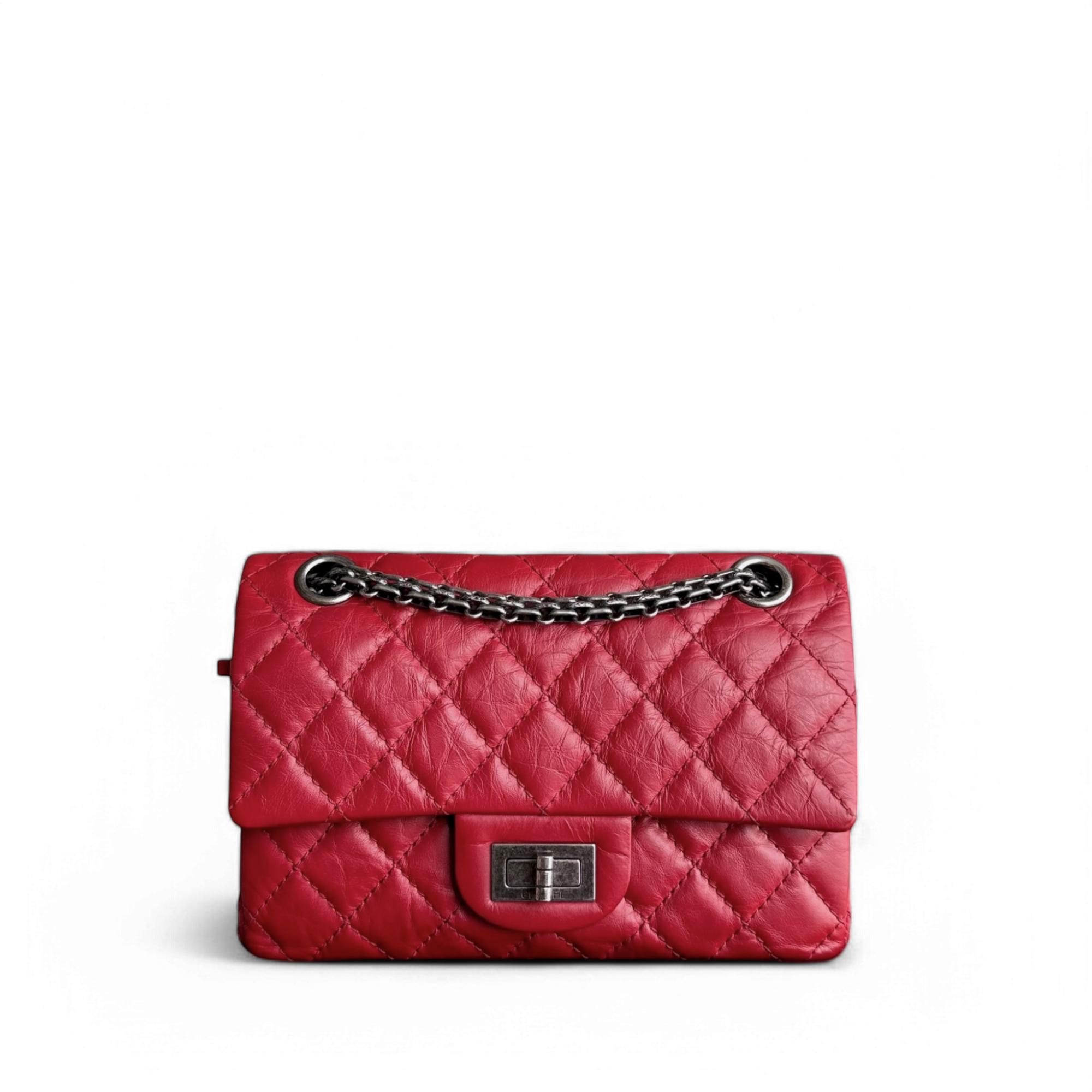 Chanel 2.55 Reissue Mini - 20CM Quilted Aged Calfskin Red Ruthenium Silver Hardware Series 16