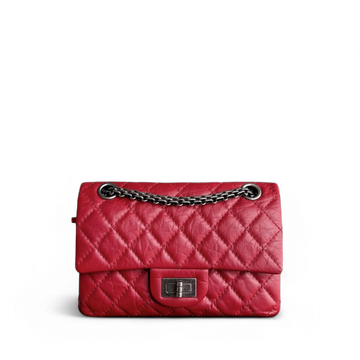Chanel 2.55 Reissue Mini - 20CM Quilted Aged Calfskin Red Ruthenium Silver Hardware Series 16