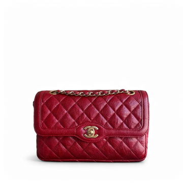 Chanel Two-tone Seasonal Flap - 23CM Caviar Red Gold Hardware Series 21