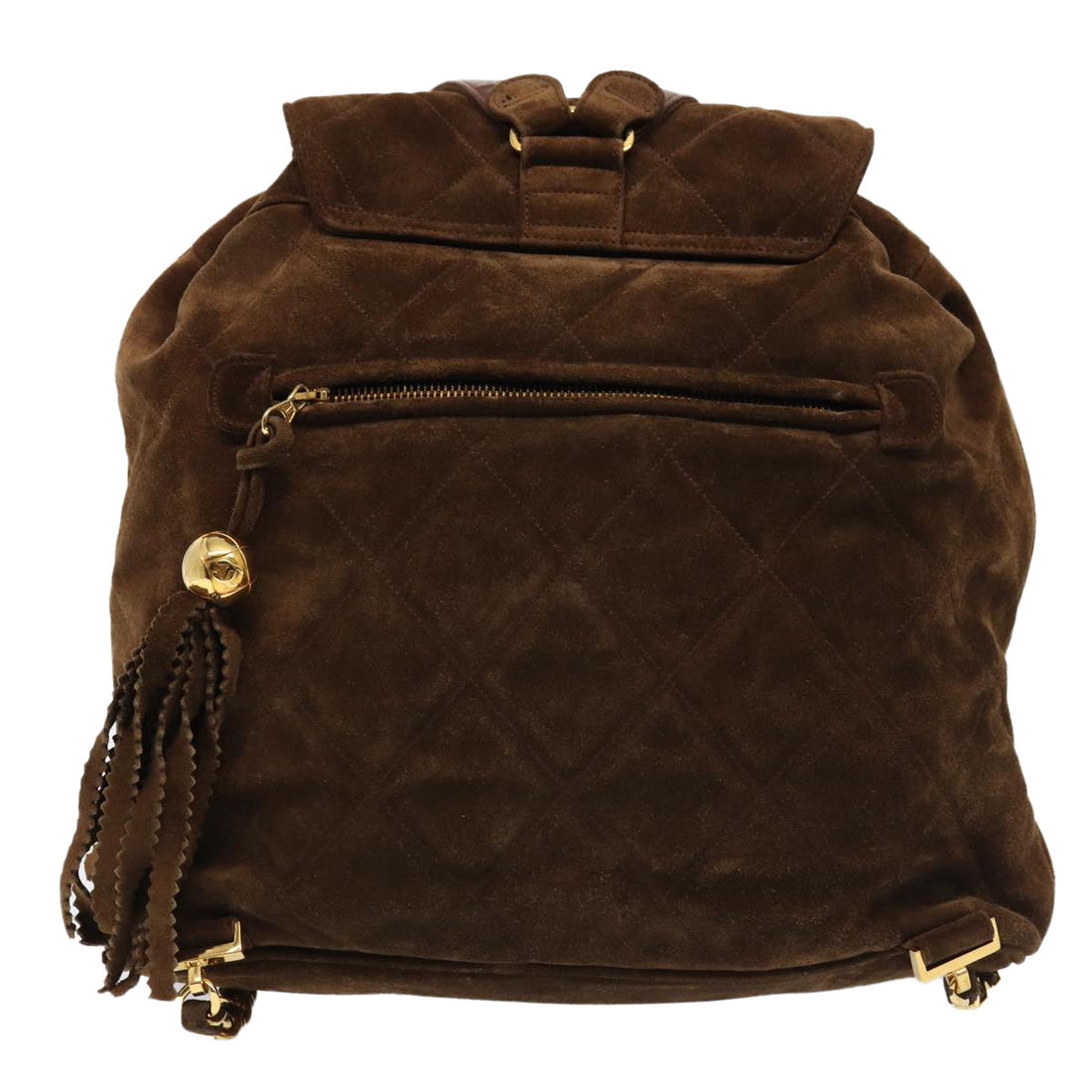 Top Quality Chanel Hand Bag Suede Brown Gold CC Auth 87765A