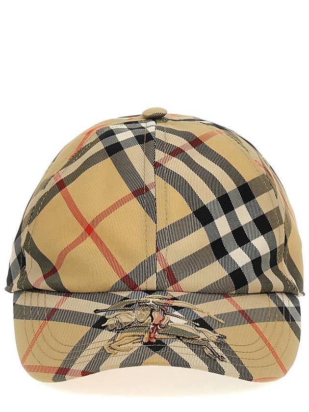 Burberry Log Check Ball Cap Beige