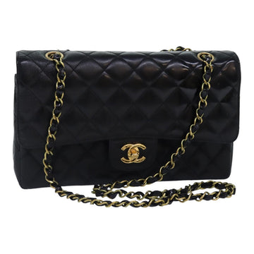 Top Quality Chanel Matelasse Chain Shoulder Bag Leather Black Gold CC Auth 88183
