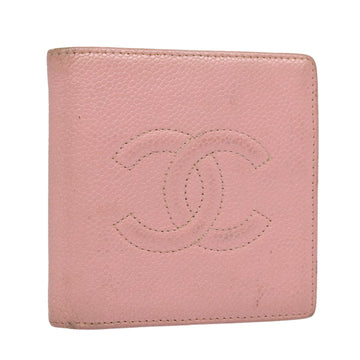 Top Quality Chanel COCO Mark Wallet Caviar Skin Pink Gold CC Auth 88731