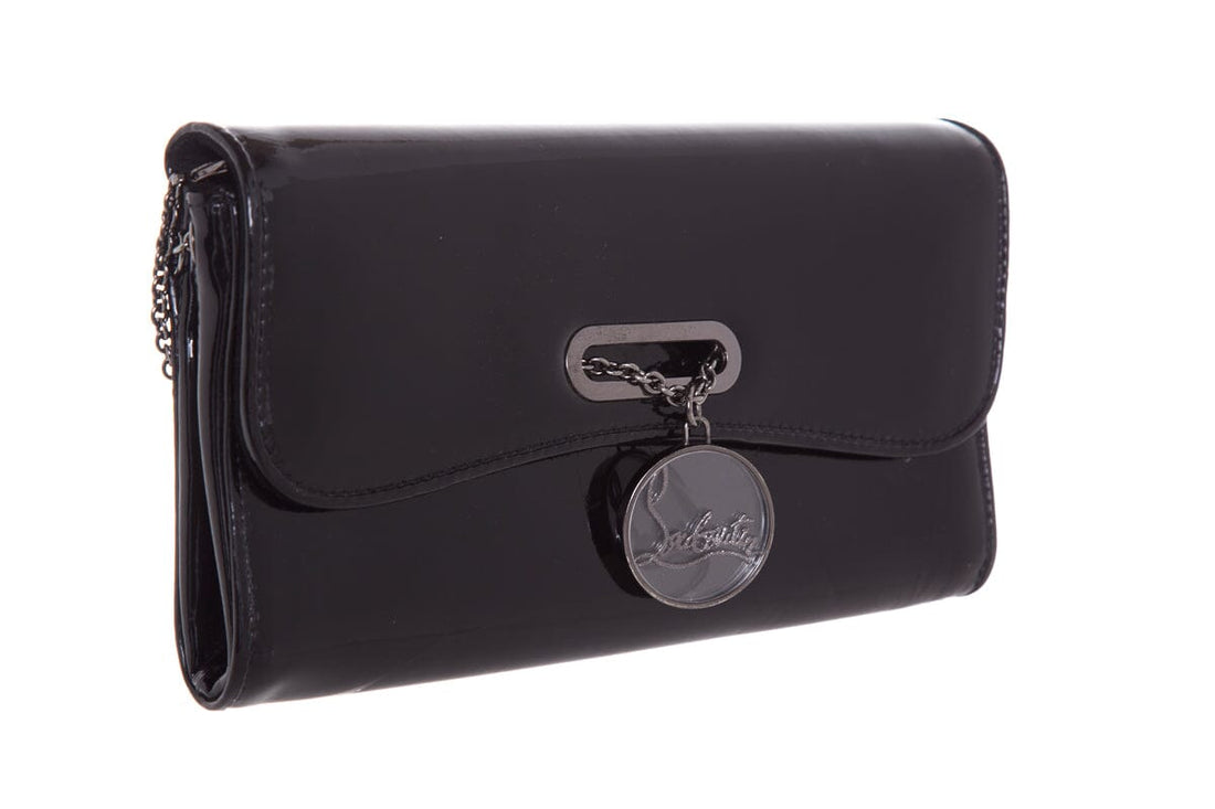 Christian Louboutin Black Patent Logo Medallion Clutch