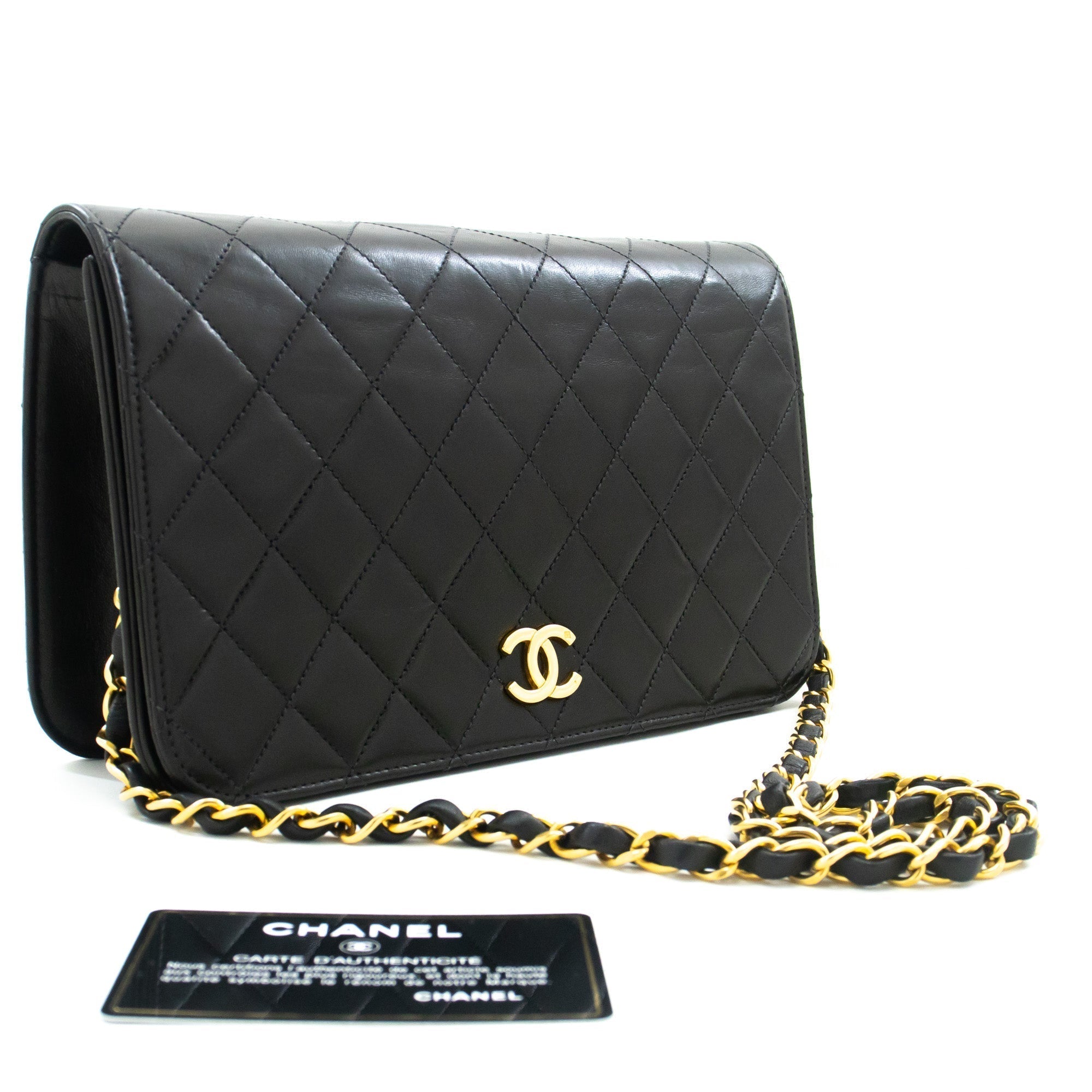 Top Quality Chanel Full New Chain Shoulder Bag Clutch Black Quilted Lambskin