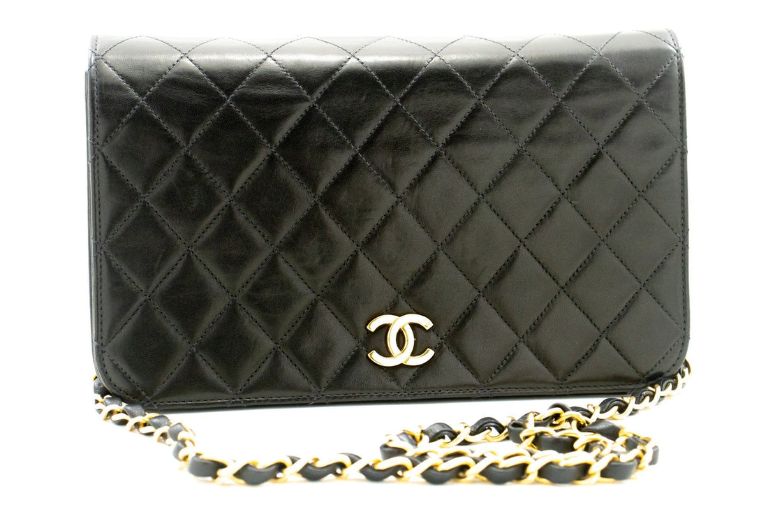 Top Quality Chanel Full New Chain Shoulder Bag Clutch Black Quilted Lambskin