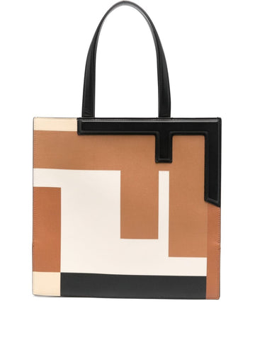 FENDI Medium Leather Color-Block Tote Handbag
