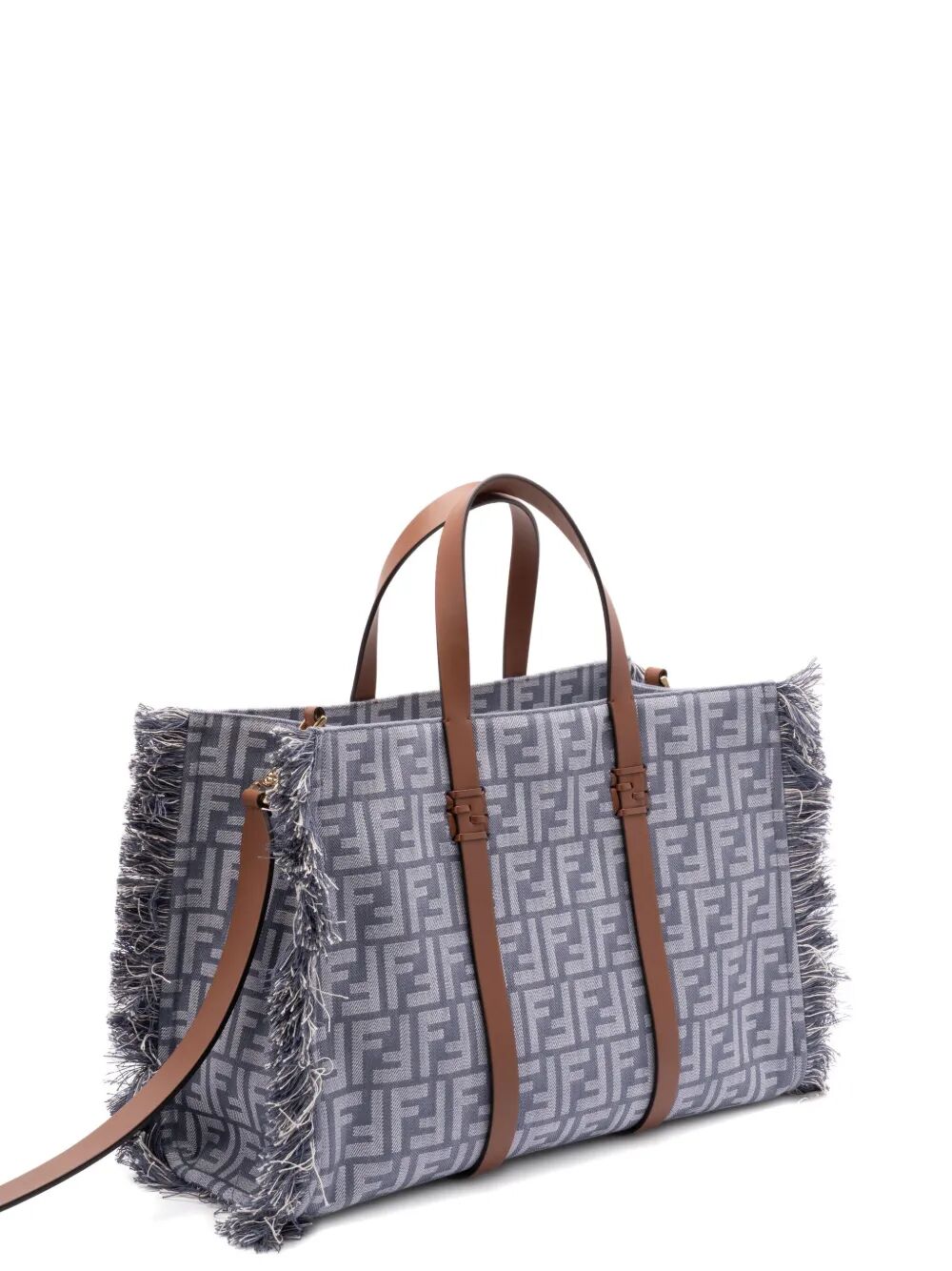 FENDI Denim-Effect FF Jacquard Handbag