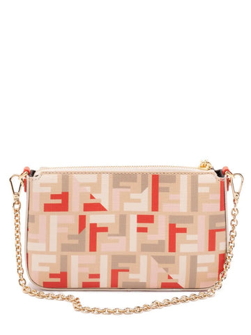 FENDI Mini Fabric Baguette Pouch Handbag with Chain