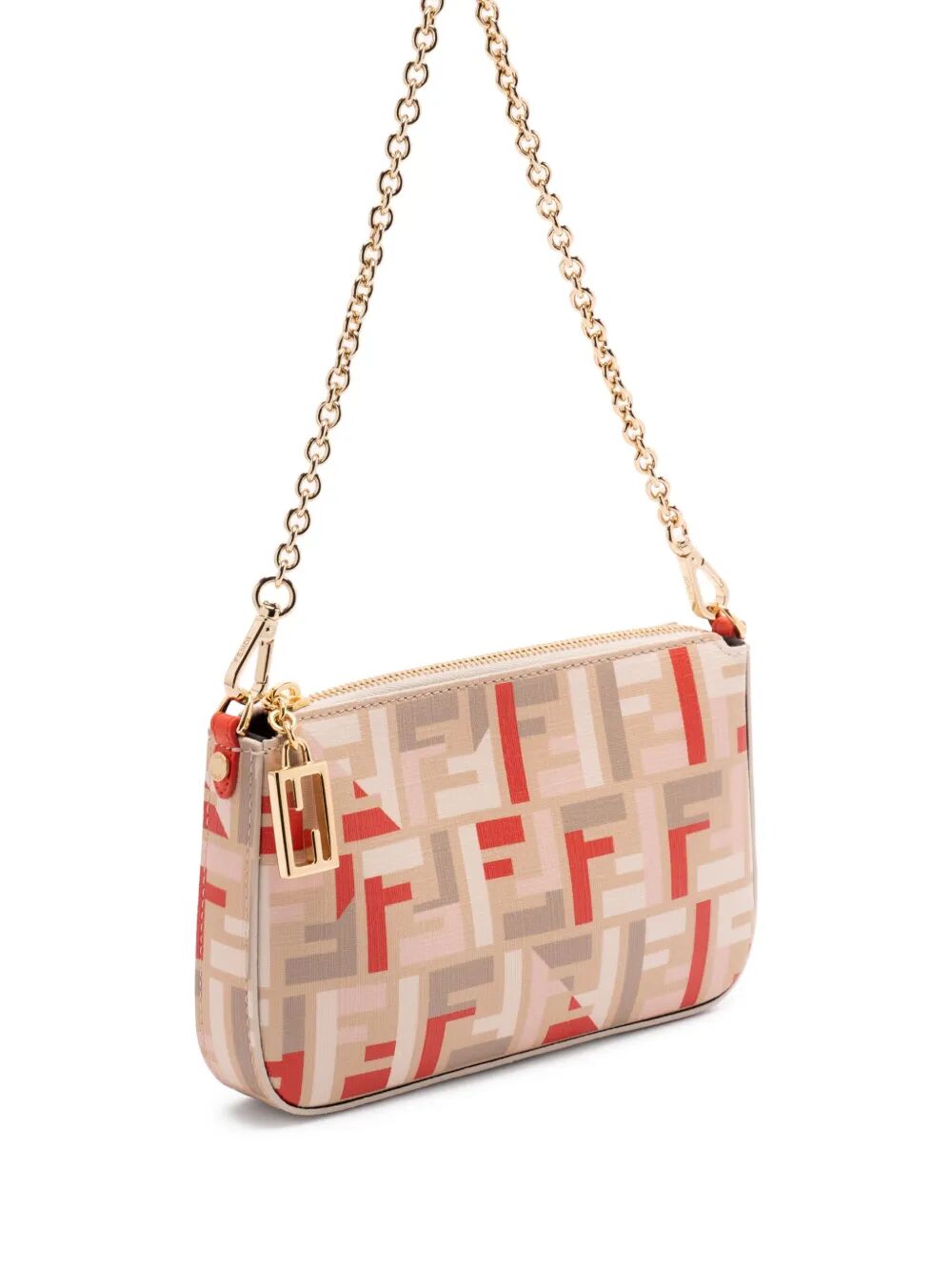 FENDI Mini Fabric Baguette Pouch Handbag with Chain