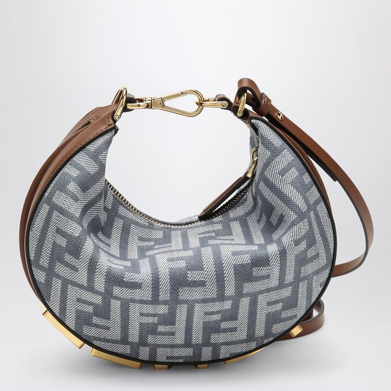 FENDI Mini Hobo Handbag in Jacquard FF Denim Effect