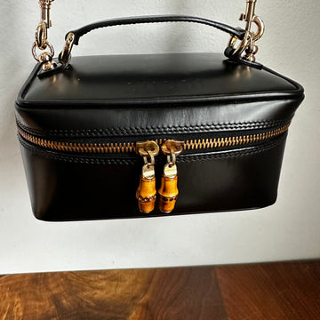 The Junco Crossbody/Clutch -Prestige Totes Bags Gucci Bamboo Cosmetic Bag in Black Leather
