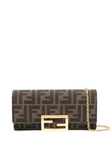 FENDI Mini FF-Print Canvas Chain Wallet