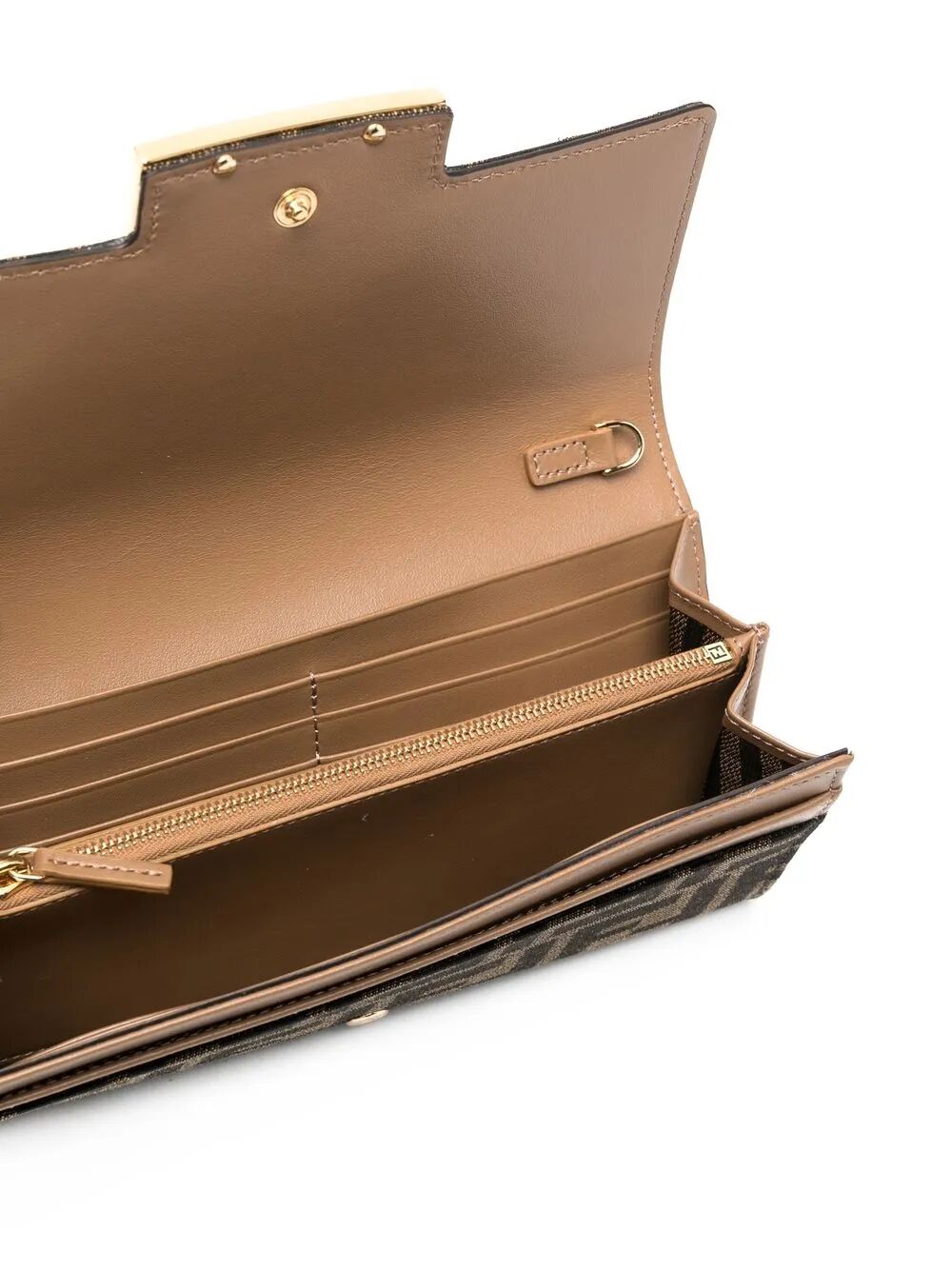 FENDI Mini FF-Print Canvas Chain Wallet