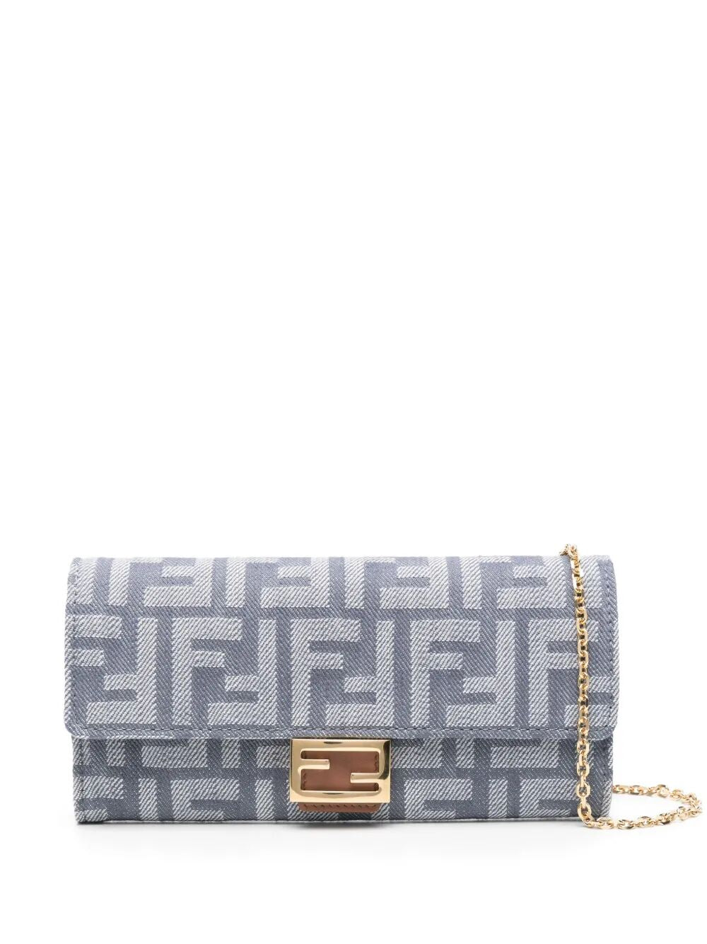FENDI Continental Chain Wallet with FF Denim Effect