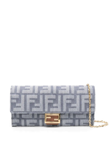 FENDI Continental Chain Wallet with FF Denim Effect