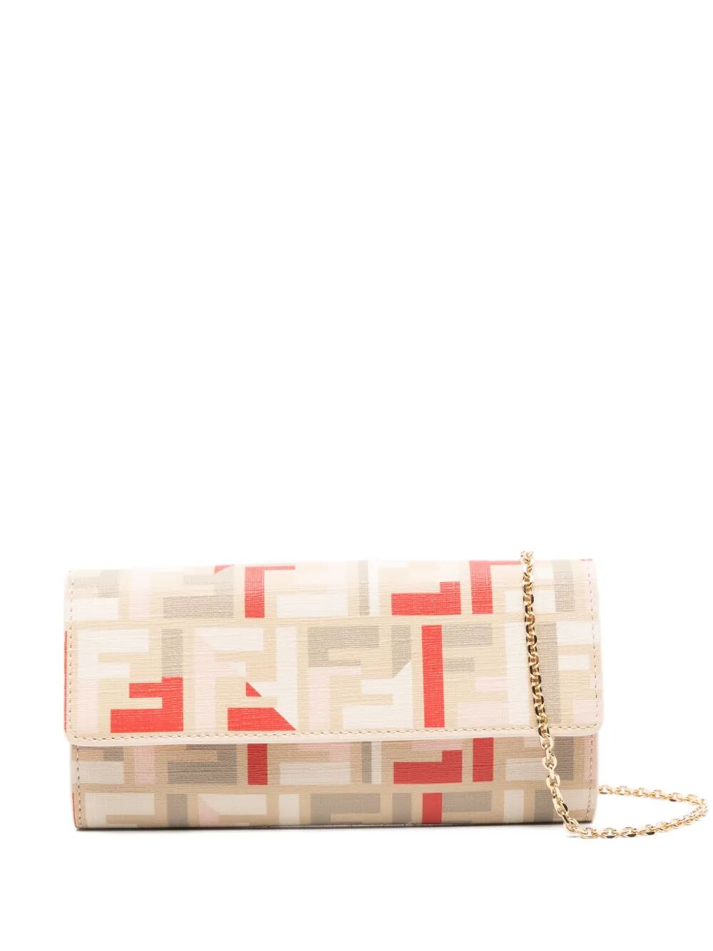 FENDI Mini Fabric Continental Pouch Handbag with Chain