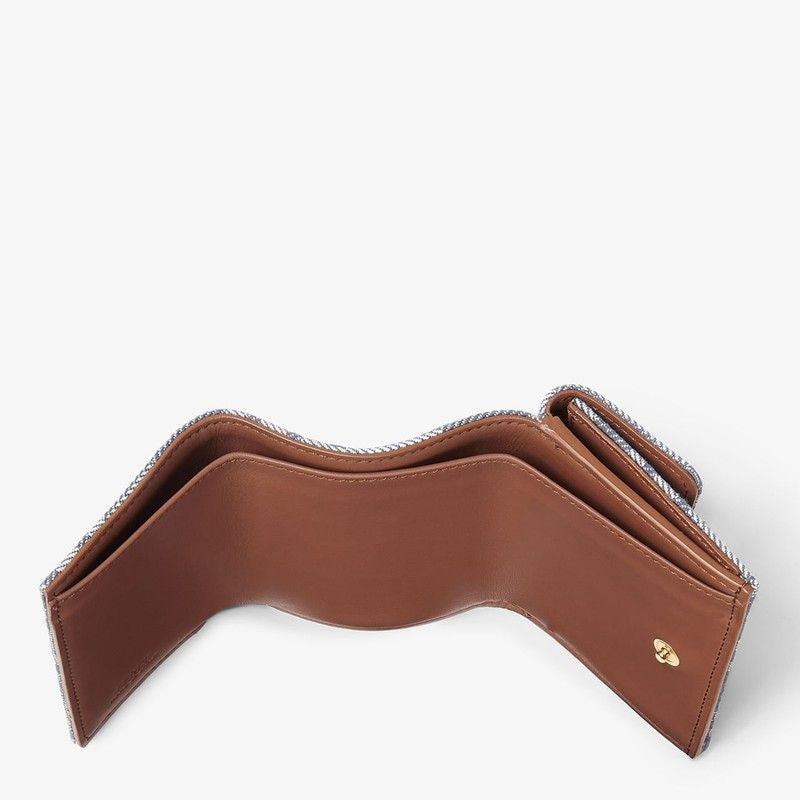 FENDI Mini Trifold Baguette Wallet in Jacquard Denim Effect