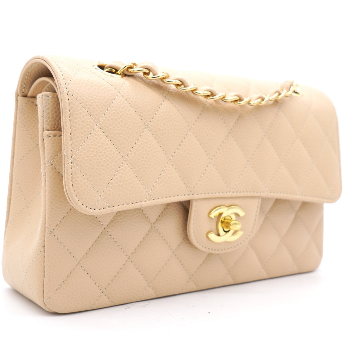Chanel Caviar Quilted Small Double Flap Beige Clair
