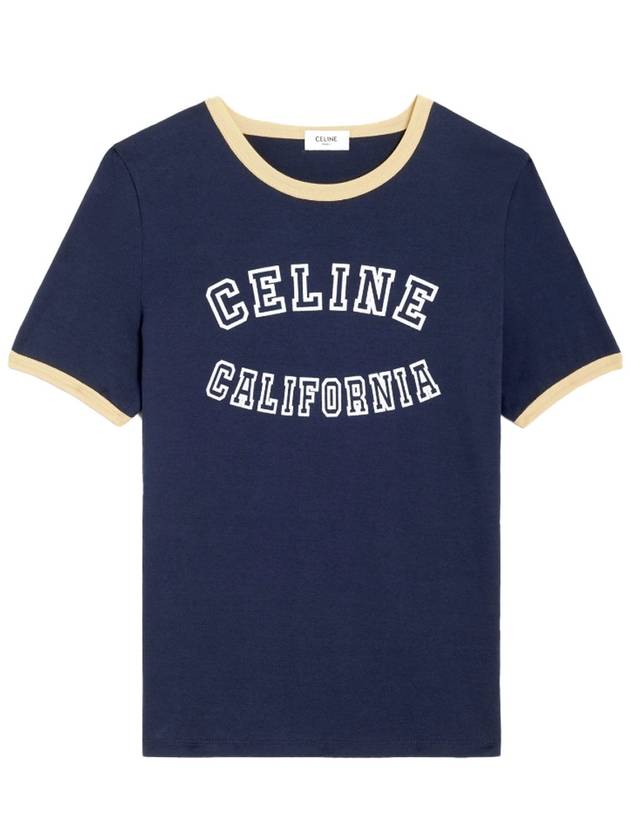 CELINE California 70s Cotton Jersey Short Sleeve T-shirt Bleu