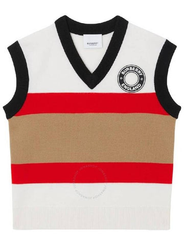 Burberry Burberry Logo Patch V Neck Vest Size 4Y