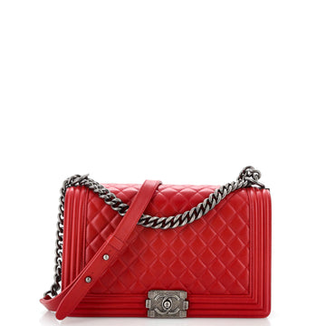 CHANEL Boy Flap Bag Quilted Calfskin New Medium