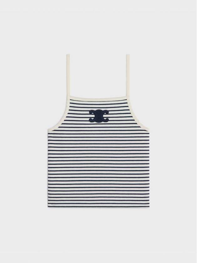 CELINE Triomphe Striped Sleeveless Off White Navy