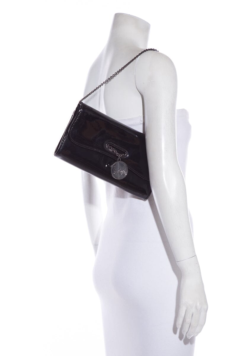 Christian Louboutin Black Patent Logo Medallion Clutch