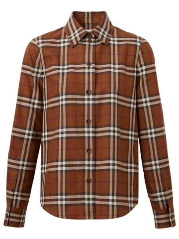 Burberry Vintage Check Cotton Shirts Dark Birch Brown