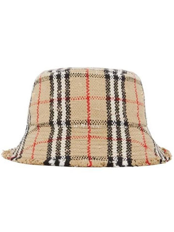 Burberry Check Boucle Bucket Hat Beige