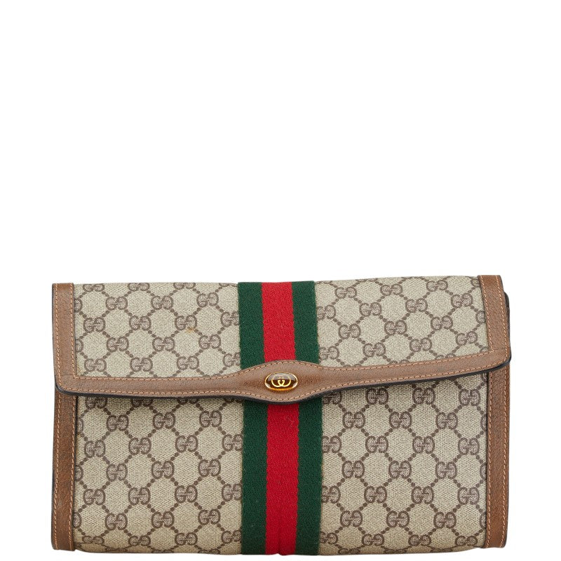 Gucci GG Supreme PVC Leather Clutch Bag
