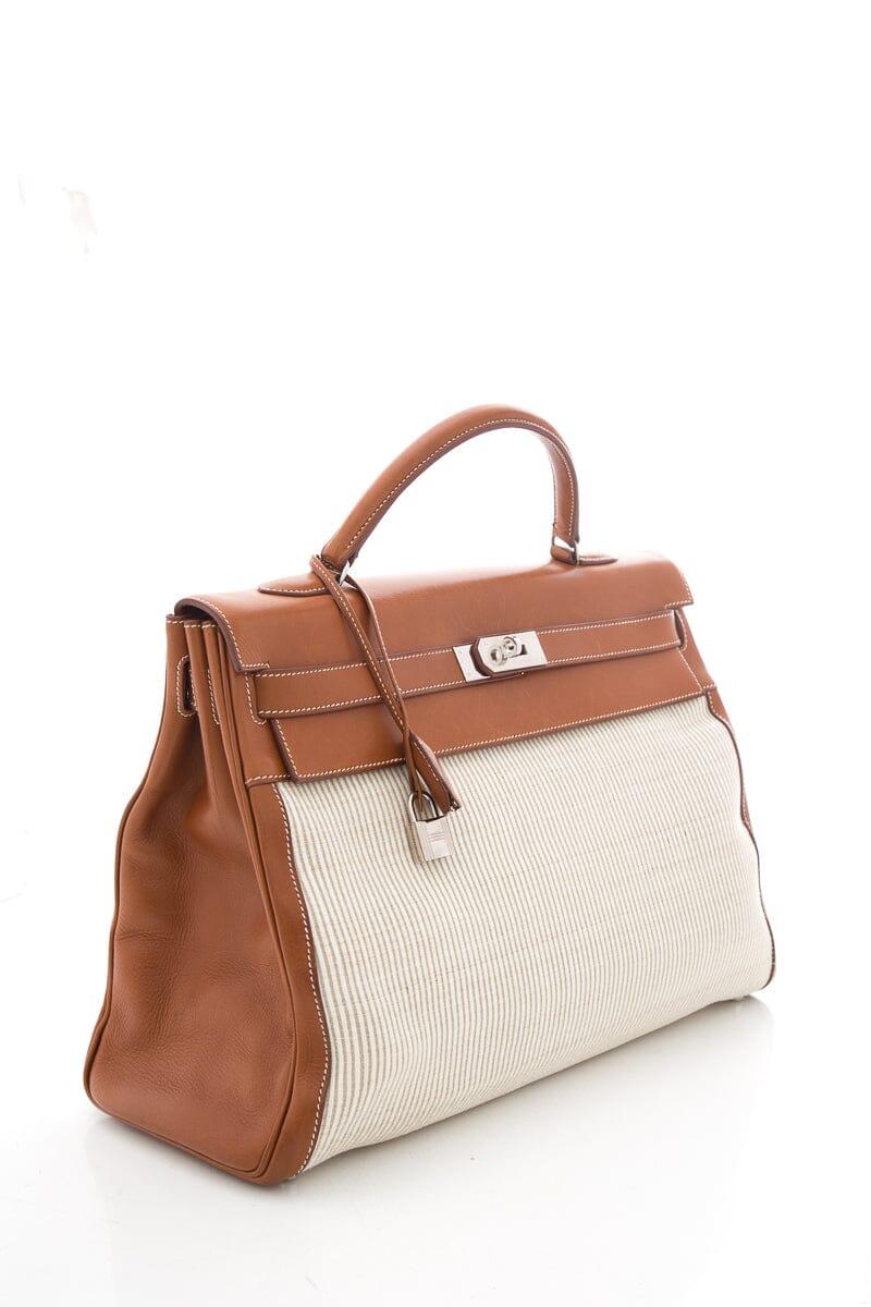 Hermès Vintage Kelly 40 Crinoline & Barenia Leather Handbag