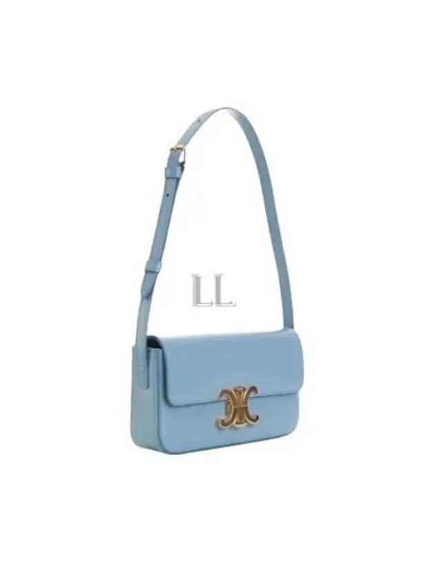 CELINE Claude Shiny Calfskin Shoulder Bag Blue