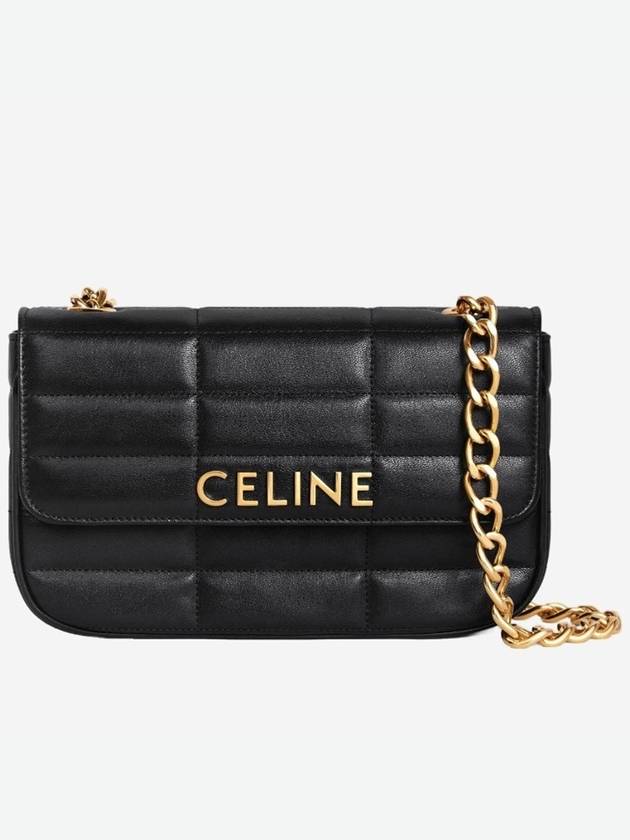 CELINE Monochrome Matelasse Chain Shoulder Bag Black