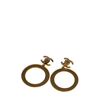 Chanel Vintage Oval Logo Earrings Gold