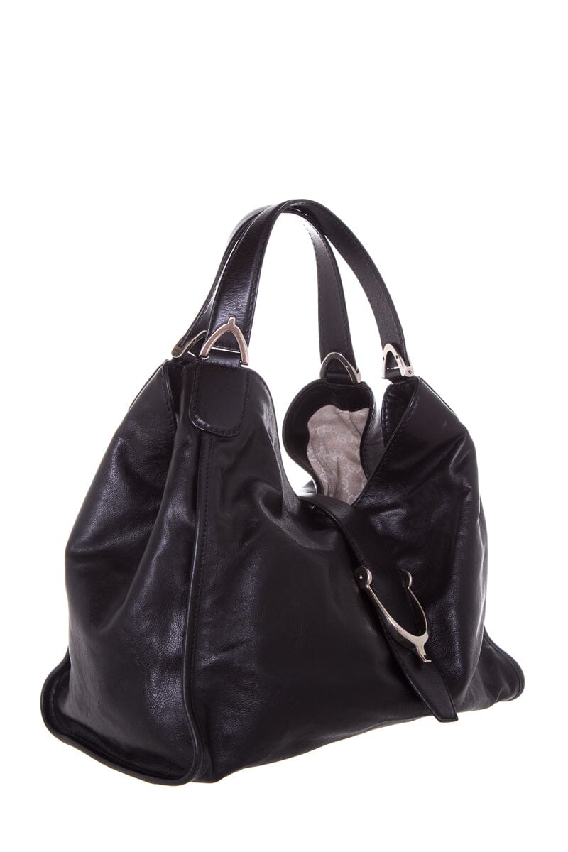 Gucci Black Leather D-Ring Tote