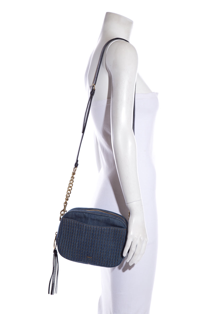 Coach Denim Studded Camera Cross-Body