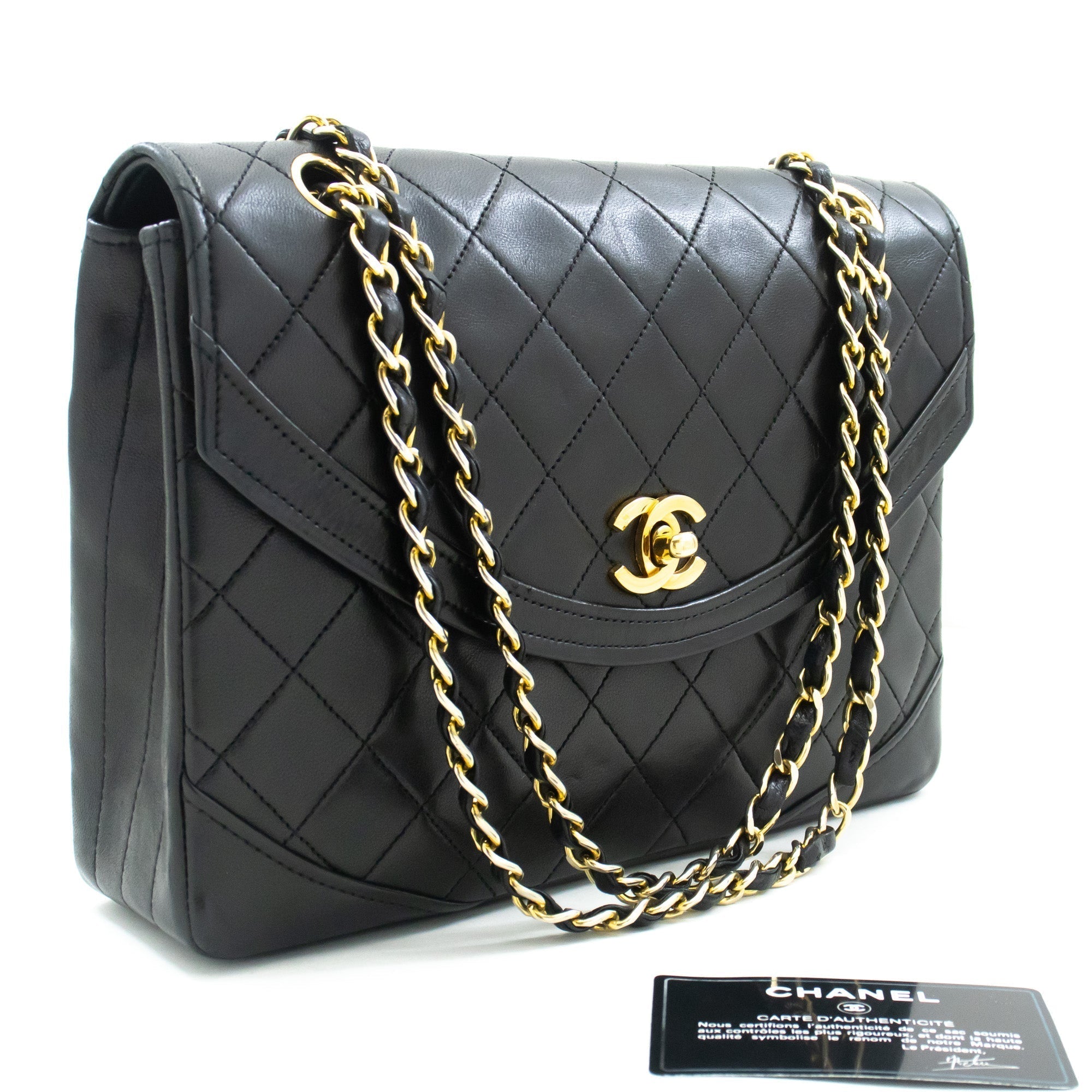 Top Quality Chanel Half Moon Chain Shoulder Bag Crossbody Black Quilted New