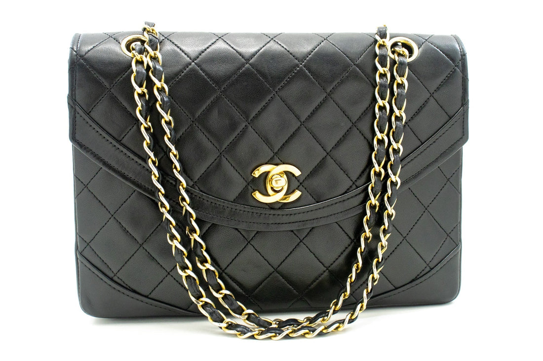 Top Quality Chanel Half Moon Chain Shoulder Bag Crossbody Black Quilted New