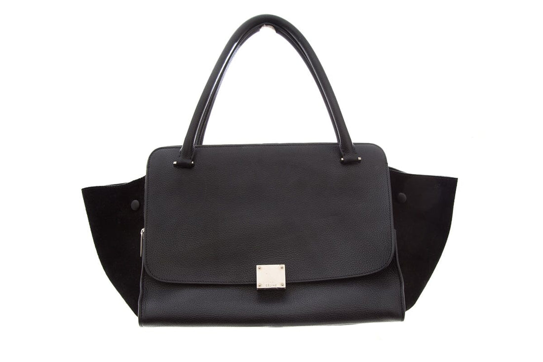 Celine Black Trapeze Double Zip Handbag