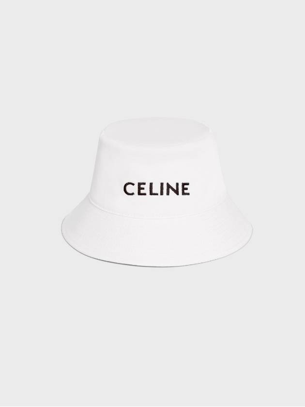CELINE Embroidered Logo Bucket Hat Off White