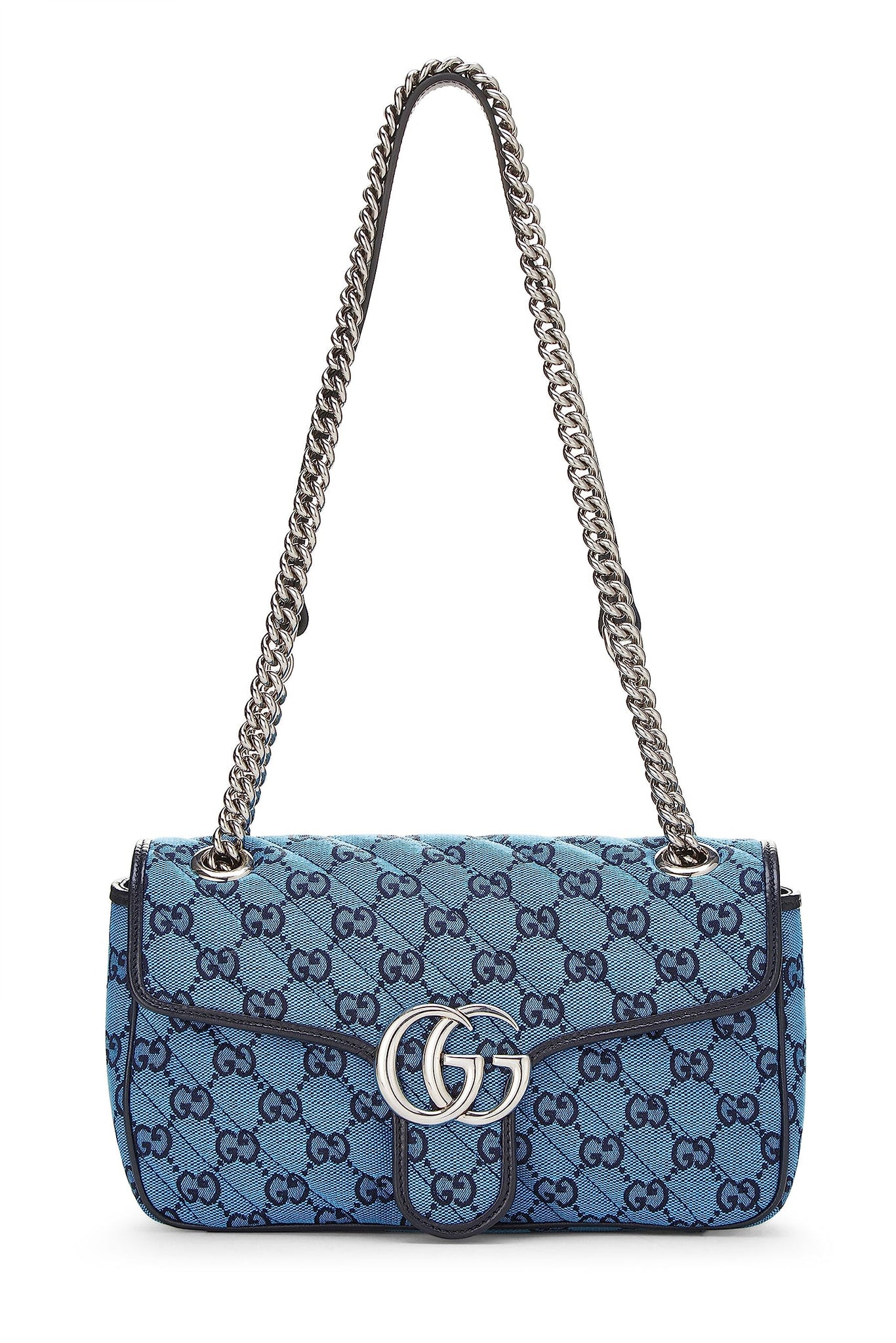 Gucci, Blue GG Canvas Marmont Shoulder Bag Small, Blue