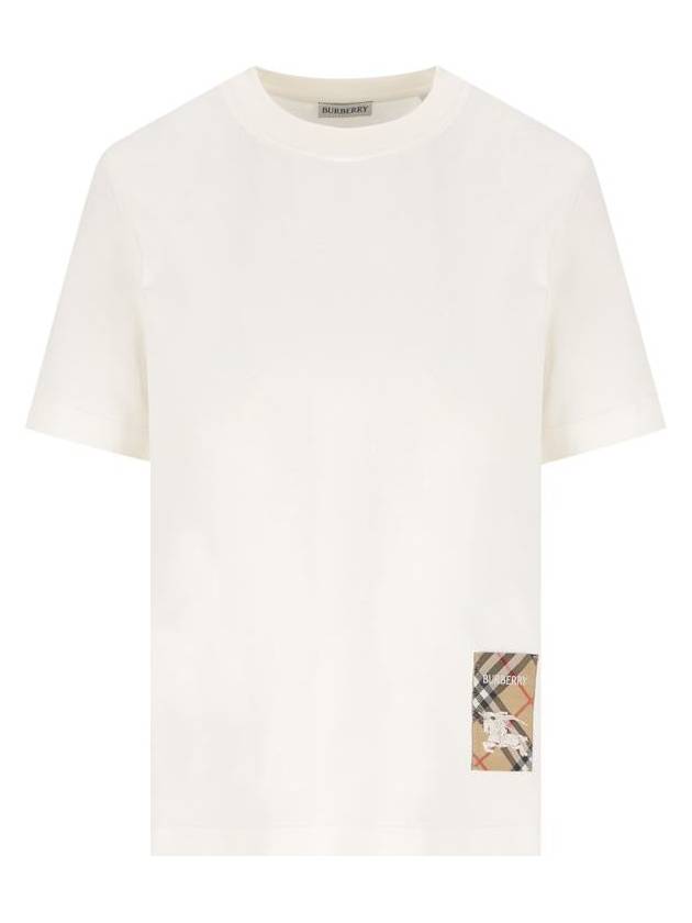 Burberry Check Label Short Sleeve T-Shirt Chalk