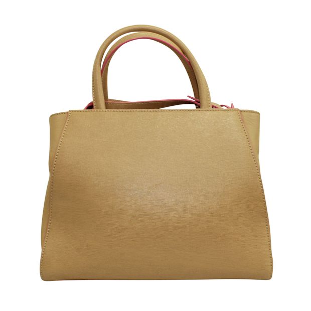 FENDI Brown Petit 2 Jours Handbag With Pink Charm