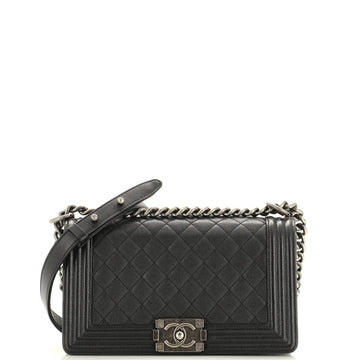 CHANEL Boy Flap Bag Quilted Caviar Old Medium