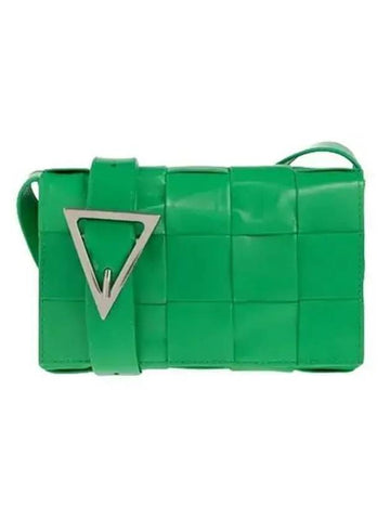 Bottega Veneta Cassette Intrecciato Small Leather Cross Bag Parakeet